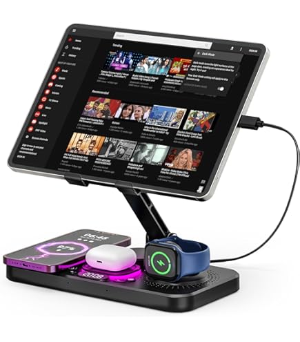 roroskin Inductief laadstation, 3-in-1 draadloze oplader voor laadstation, draadloze oplader, compatibel met MAG Safe oplader voor iPhone 14 13 12 Pro Max/Plus Apple Watch Ultra/8/7/se