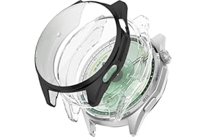 Miimall 2-Pack Case for Huawei Watch GT 6, Soft TPU Bumper Cover with Screen Protector, Transparent Anti-Scratch Shockproof Full Protective Case for Huawei Watch GT6 46mm-Clear+Black