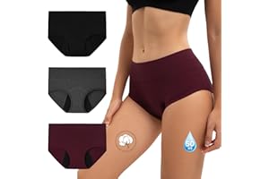 INNERSY Bragas Menstruales Mujer Flujo Abundante 50ML Braguitas Menstrual Cintura Alta Algodón Pack de 3