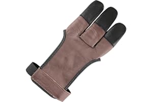 longbowmaker Traditioneller Schießhandschuh 3 Finger Leder Bogenschießen Handschuhe Fingerschutz AG31
