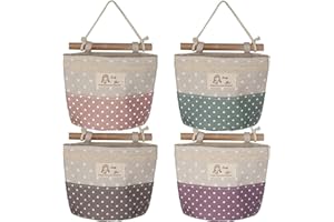 YIMINI 4 Pezzi Borsa Portaoggetti Da Appendere,Borsa Portaoggetti Da Parete Per Bagno,Borsa Da Appendere In Lino Di Cotone,Borsa In Tessuto Portaoggetti A Parete,Per Casa L'ufficio Del Bagno Della Camera