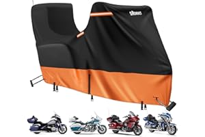SRIMMIT Bâche de Protection de Moto, d'extérieur, imperméable, avec Side+Top Box, 420D, Oxford, pour modèles Harley Davidson, Touring, Anti-UV, Protection Contre la Pluie et la poussière, édition Deluxe