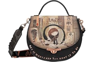 Anekke - Owalna torba damska - Torba ze sztucznej skóry z uchwytem na ramię, torba na ramię i zapięcie klapy Shoen - wymiary 24x20x12 cm, Wielobarwny, jeden rozmiar