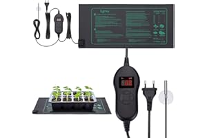 LERWAY Tappetino riscaldante con termostato per piantina, Caldo Cuscinetto di Riscaldamento idroponico per la germinazione delle Piante da Interno, 25 x 52 cm, 30Watt
