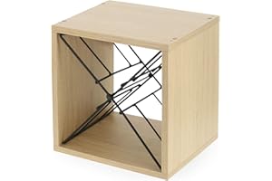 Compactor MACON Cubo Porta Vino in Acciaio e Compensato collezione NATURE, 36x30x36.5(h) cm, Colore Naturale