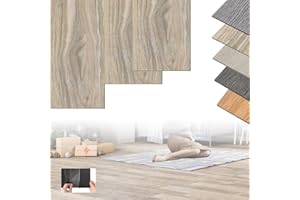 XINZI - Pavimento in vinile autoadesivo in PVC, 18 listoni in vinile, 2,51 m², effetto legno, listoni adesivi resistenti all'usura, impermeabili, per cucina, soggiorno, balcone (rovere lavato)