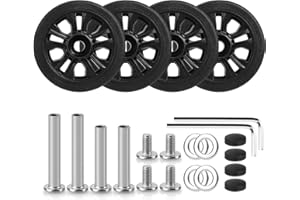 Volein Juego de 4 ruedas dobles de repuesto para maleta, resistentes al desgaste, con rodamientos, ruedas de repuesto para neumáticos de maleta desgastados, 4 unidades, VN2-55mm