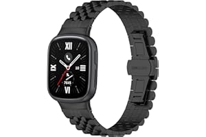 Maucoray Watch Band Compatible for Honor Watch 4 Strap, Stainless Steel Replacement Watchband Adjustable Wristband