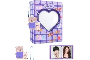 KeCool Kpop Photocard Holder 3 Inch Photocard Binder, Mini Photo Album Kpop Photocard Binder, Love Heart Hollow Kpop Photocard Album Kpop Binder Collect Album with Lovely Pendant (40 Pockets, Blue)