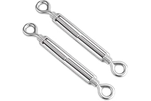 HSEAMALL HSAEMALL - Set di 2 tendicavi in acciaio inox M10 con occhiello e occhiello, resistenti e regolabili, per cavi e cavi