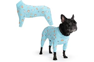 Spark Paws Dog Pyjama, Ultra-soft and 4-way stretch, Recovery-suit PJ Onesie for Small, Medium and Large Breeds - Breakfast Blue - XL
