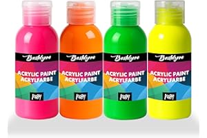 Bastelzone Neon-Acrylfarben-Set. 4 Farben je 100 ml. Malfarben für Kinder und Erwachsene. Geeignet für Papier, Leinwand, Holz, Stein, Metall & mehr. 4 x 100ml (Neon Fluoreszierend)