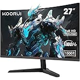 KOORUI 27 inch Curved Gaming PC Screen, 180Hz PC Monitor VA Panel, FHD Resolution (1080P) Ultra-Thin Bezel, Adjustable Tilt, 