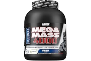 Weider Mega Mass 4000 3 kg - Legendarny Gainer z Węglowodanami, Białkiem, Monohydratem Kreatyny Creapure, Witaminami i Minerałami, Smak Waniliowy