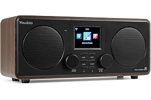 Audizio Foza - Radio WiFi Internet con Dab+ FM Bluetooth 5.0 USB AUX y Pantalla TFT 2.8” a Color, Altavoces estéreo, Mando a Distancia, Entrada Auriculares y diseño Elegante en Color Madera