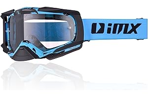 IMX RACING DUST Gafas de Moto | Ahumado Oscuro y Visera Transparente Incluidos | Lente Antivaho y Antirrayas | Protección de Nariz | Correa con Estampado de Silicona | Espuma de Tres Capas