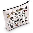 PYOUL Thailand Travel Gift I'd Rather Be in Thailand Makeup Bag Thailand Trip Vacation Cosmetic Bag Thailand Souvenir Gift (Rather Be in Thailand B)