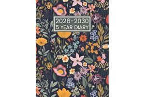 5 Year Diary 2026-2030: Five Year Month to View Calendar from January 2026 to December 2030 || 60 Months Schedule Organiser with Holidays & Inspirational Quotes || Floral Cover - UK Edition