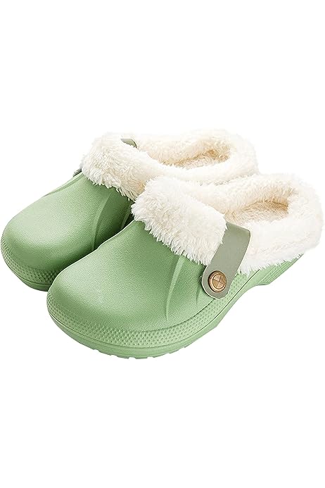 Gyios Hausschuhe Damen & Herren - Wasserfeste Fell Clogs | Super-weiche Winter-Pantoffeln Mit Anti-Rutsch-Sohle