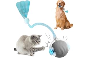 comepew Interaktives Katzenspielzeug Elektrisch, 2025 Neuer Katzenspielzeug Chewie Rolling Ball, Selbstbeschäftigung Interaktives Katzenspielzeug mit Libellenschwanz Unregelmäßige Bewegung (Grau)