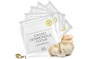 Kaicao Cacao Ceremoniale Focus con Melena di Leone, Cordyceps, Zenzero e Cardamomo - Cacao Puro in Polvere, Origine Ecuador - Senza Zucchero, Vegano, Senza Glutine, Dieta Keto - 5 X 20g