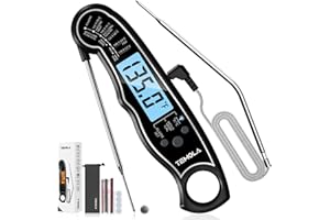 TEMOLA Meat Thermometer, Instant Read Food for Cooking, Digital Food Thermometer with LCD Backlight for Candy Fry Grill BBQ Liquids, Kitchen Oven Safe Dual Probe 2 in 1