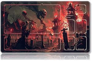 Mipikel Tapete de juego para MTG, tapete de juego con zonas, tamaño 24 x 14 pulgadas, TCG y tapete de juego de mesa para tarjetas, bolsas de almacenamiento gratis, alfombrilla de mouse (con zonas,