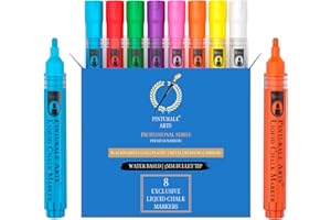 Pinturale Arts Set 8 Feutre Craie Effacable Tableau Noir | Pointe 3mm | Stylo Craie Pour Tableau Noir Effacable | Crayon Craie Pour Vetre, Virre, Ardoise