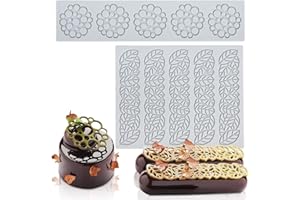 YapitHome 2 Pezzi Tappetino Silicone,Stampo per Torte in Pizzo,Stampo Decorare Torte Tappetino per Decorare,Fudge,Cioccolato,Decorazione Del Piatto