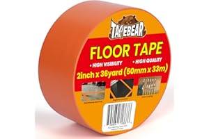 TAPEBEAR Floor Tape Orange Vinyl Tape 50mm x 33m, Floor Caution Marking Dance Splicing Tape Safety Warning Stripe Abrasion-proof Waterproof for Gym, Warehouse, Traffic Signage, Color Coding