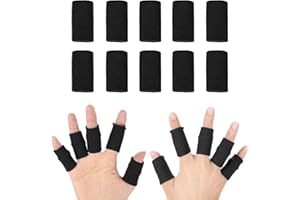 Yosoo Health Gear Manchons à Doigts, Protège-Doigt élastiques, 10 Pièces Manches de Soutien des Doigts, Manchons de Protection pour Doigts, pour Joueurs de Basketball de Volleyball(Noir)