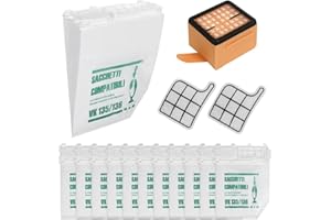 TOMKITY 12 Sacchetti per Folletto VK135 VK136 con Filtri Griglia Motore + 2 Filtri HEPA Kit di Ricambi Sostituzione per Vorwerk