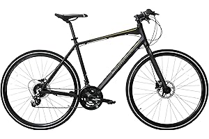Ammaco Strada 700c Hybrid Trekking Road Commuter Sports Bike 24 Speed Mens Hydraulic Disc Brakes Lightweight Alloy 17" Frame Black