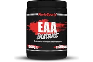 Aminoacidi Essenziali EAA 500g in polvere FlorioSport. Integratore di Aminoacidi in Forma Libera ed a Solubilità Istantanea (Limone)