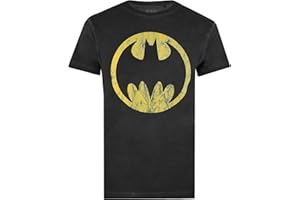 Cotton Soul DC Comics Batman Circle Unisex Vintage Wash T Shirt, Vintage Black
