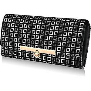 ALSU Women\'s Wallet | Stylish Purse for with Phone pocket,4 Card pocket and Multiple compartment| Party Clutch for Girl | Lock Closure | travel hand purse for women| office bag for women (BLack&White)