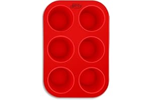 DILITY Deep and Large Muffin Tray, 6 Cup Silicone Cupcake Moulds, Silicone Muffin Tins, Cupcake Tray, Silicone Mould Bakeware, Silicone Muffin Cases, Yorkshire Pudding Tray, Silicone Cupcake Cases