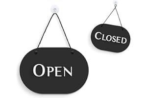 3DP SIGNS - Ovale Elegante Nero - Cartello Open/Closed a rilievo [OC35] Insegna per porta vetrina ingresso di Bar, Pub, Ristorante o Negozio