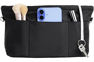Cozary Handtaschen Organizer Nylon - Taschenorganizer für Tote Bags - 13 Taschen, Wasserabweisend, Perfekt für Handtaschen, Organizer für Handtasche, Tragetasche & Reise (Schwarz M)