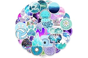 QAXROCYN Blue & Purple Vsco Stickers for Teens Boys Girls, Unique Vinyl Waterproof Stickers for Laptop Flasks Water Bottle Notebook Cup Bike Tablet Car Scrapbook, Trendy Cartoon Decals Pack[Vsco -100Pcs]