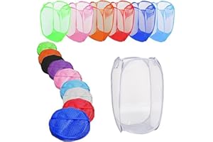 WARESHARK Laundry Bag Pop Up Washing Foldable Laundry Basket Bag Mesh Hamper Storage Storage Organiser Organizer for Laundry Room, Bathroom, Kids Room, College Dorm or Travel (White)