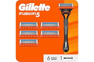 Gillette Fusion5 Rasoir Pour Homme, 1 Manche De Rasoir, 6 Recharges De Lames [OFFICIEL]