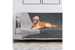 Onarway Waterproof Dog Blanket for Sofa: Washable Pet Bed Blanket Sofa Cover Protector for Dogs Cats - Anti-Slip Sherpa Fleece Throw Puppy Blanket for Bed Furniture Car Chair Floor - 120x152cm Grey