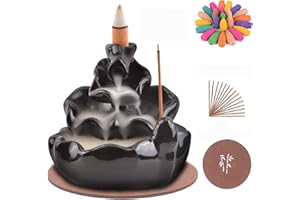 SOLEJAZZ Quemador de Incienso de reflujo en Cascada, Soporte de Incienso para decoración del hogar, Adorno de aromaterapia con 120 Conos de Incienso y 30 Varillas de Incienso