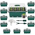 KAHEIGN 12Pcs Seed Starter Trays, 144 Cells Seed Propagator Trays Heavy Duty Plastic Plant Seed Growing Trays Kit with Adjustable Vents Dome and Base, 20Pcs Plant Labels, 2Pcs Seeding Tools