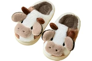 Adisputent Kuh Hausschuhe Flaumig Damen Herren Cow Slippers Plüsch Pantoffeln Tiere Niedliche Cartoon Hauspantoffeln Winter Kuschelige Warme Schuhe Indoor Mädchen Frauen