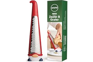 OTOTO Grattugia in acciaio inossidabile, senza BPA, lavabile in lavastoviglie, divertente gadget da cucina, trituratore di verdure, simpatico regalo e accessori da cucina (Pepito Gnomo, rosso)