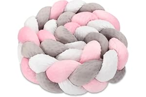 Totsy Baby Cuscino decorazione per bambini 150 cm - soffice cuscino decorativo camera dei bambini cuscino per bambini intrecciato cotone Grigio - Bianco - Rosa