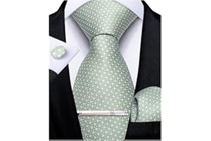 DiBanGu Men's Necktie Plain Silk Woven Striped Plaids Tie Handkerchief Cufflink Tie Clip Set Formal Business Wedding