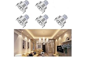 Elitlife 5-Packs Small Recessed Ceiling Lights, Elitlife 3W LED Small Spot Lamp with Transformer Flush Mount LED Recessed Ceiling Lights Downlights for Living Room Cabinet etc - Warm White